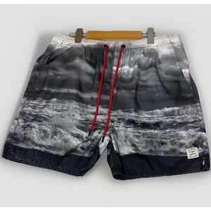 Tokyo Laundry Swim Shorts Mens Size L Graphic Wild Dark Ocean Mesh Briefs Pool
